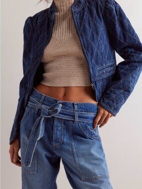 We The Free Blue Jay Belted Boyfriend Jeans